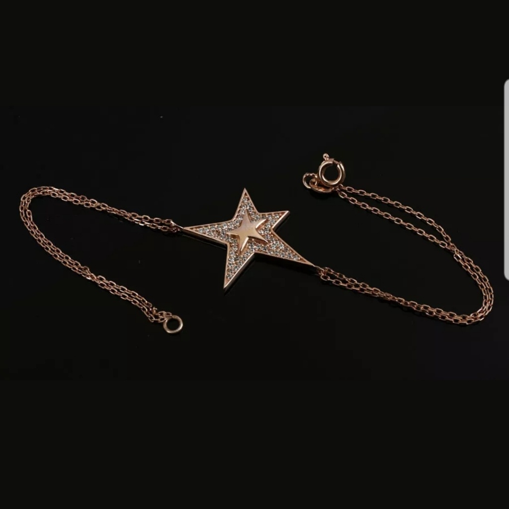 Double Star Gold & White Topaz Bracelet